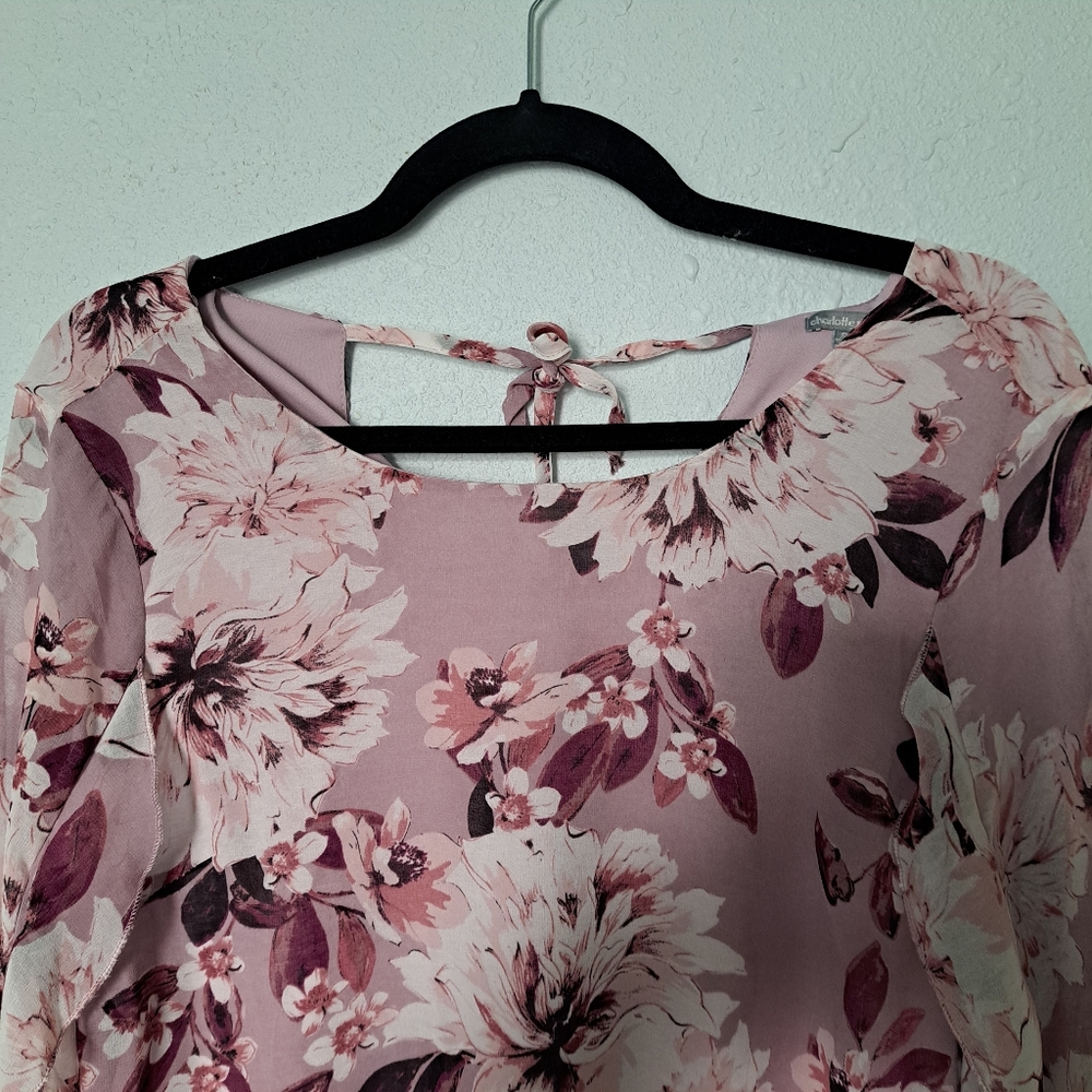 Charlotte Russe Lavender Floral Blouse - Picture 2 of 10